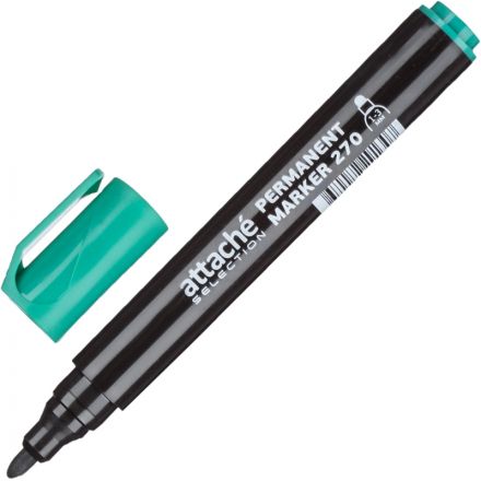 Маркер перманентный Attache Selection 270 зеленый 1-3мм кругл. наконечник Маркер перманентный Attache Selection 270 зеленый 1-3мм кругл. наконечник