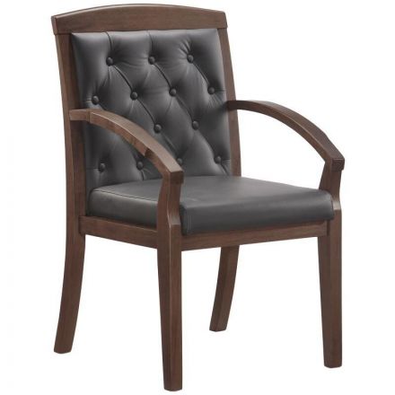 Конференц-кресло BN_Mb_Echair-422 KR рецикл.кожа черн., тем.орех