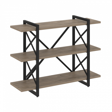 Loft Стеллаж на регулируемых опорах-3 полки VR.L-MST.O-3.8V Тиквуд тёмный/Чёрный металл 1200*400*910