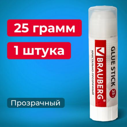 Клей-карандаш BRAUBERG "Crystal", 25 г, прозрачный, 227968, PVP Клей-карандаш BRAUBERG "Crystal", 25 г, прозрачный, 227968, PVP