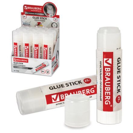 Клей-карандаш BRAUBERG "Crystal", 25 г, прозрачный, 227968, PVP Клей-карандаш BRAUBERG "Crystal", 25 г, прозрачный, 227968, PVP
