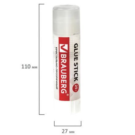 Клей-карандаш BRAUBERG "Crystal", 25 г, прозрачный, 227968, PVP Клей-карандаш BRAUBERG "Crystal", 25 г, прозрачный, 227968, PVP