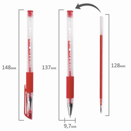 Ручка гелевая с грипом STAFF "EVERYDAY" GP-193, КРАСНАЯ, корпус прозрачный, узел 0,5 мм, линия письма 0,35 мм, 141824 Ручка гелевая с грипом STAFF "EVERYDAY" GP-193, КРАСНАЯ, корпус прозрачный, узел 0,5 мм, линия письма 0,35 мм, 141824