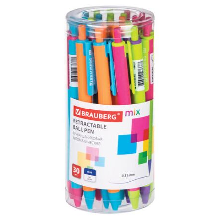 Ручка шариковая автоматическая BRAUBERG "MIX", СИНЯЯ, корпус ассорти, узел 0,7 мм, линия письма 0,35 мм, 143457 Ручка шариковая автоматическая BRAUBERG "MIX", СИНЯЯ, корпус ассорти, узел 0,7 мм, линия письма 0,35 мм, 143457