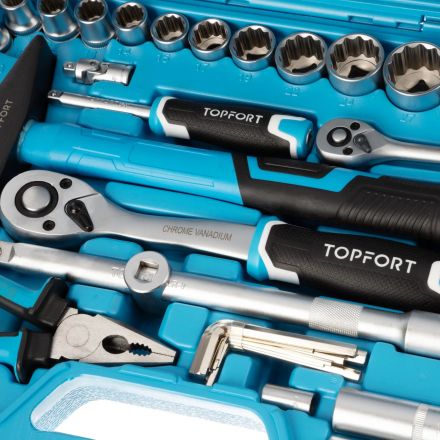 Набор инструмента Topfort 78 предмета 1/2 и 1/4 Набор инструмента Topfort 78 предмета 1/2 и 1/4