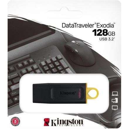 Флеш-память Kingston DataTraveler Exodia, USB 3.2 G1, жел/чер, DTX/128GB Флеш-память Kingston DataTraveler Exodia, USB 3.2 G1, жел/чер, DTX/128GB