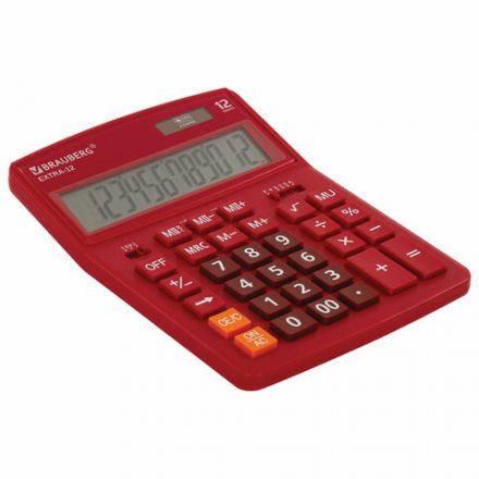 Калькулятор настольный BRAUBERG EXTRA-12-WR (206x155 мм), 12 разрядов, двойное питание, БОРДОВЫЙ, 250484 Калькулятор настольный BRAUBERG EXTRA-12-WR (206x155 мм), 12 разрядов, двойное питание, БОРДОВЫЙ, 250484