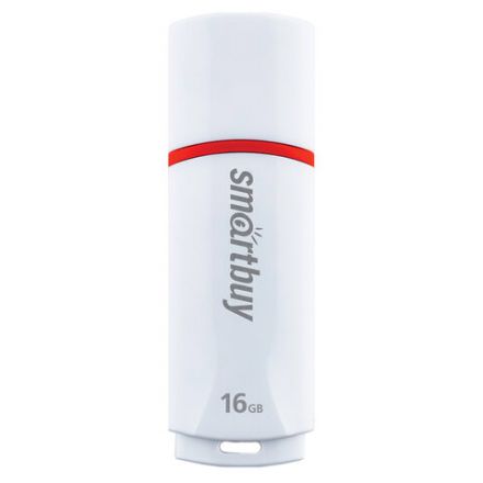 Флеш-диск 16 GB, SMARTBUY Crown, USB 2.0, белый, SB16GBCRW-W