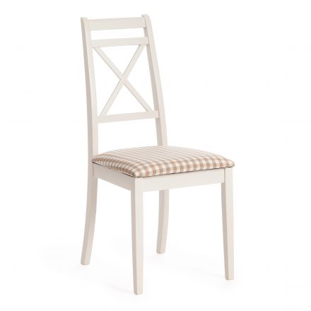 Стул Tetchair Picasso ( PC-SC ), дерево гевея/мдф, 45х53х97см, ivory white (слоновая кость 2-5), ткань: клетка мелкая (S505-18)