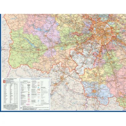 Настенная карта Москва и Московская область админ.1:170тыс.,2,33х1,58м.