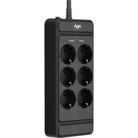 Сетевой фильтр AGNI 6р/3м,черный(TP-FS6E-3m-black)