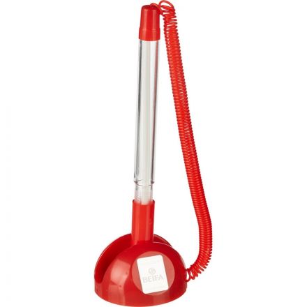 Ручка шариковая на красной подставке Beifa синяя на липучке с пружиной (толщина линии 0.5 мм)