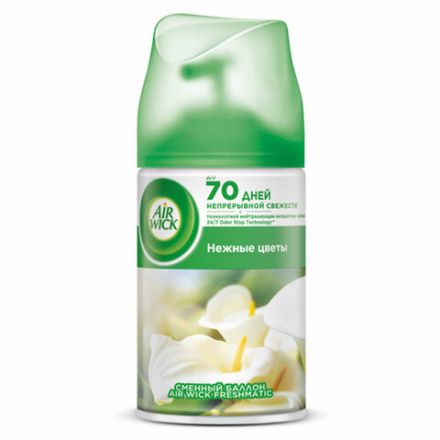Сменный баллон 250 мл, AIRWICK "Нежные Цветы", для автоматических освежителей, универсальный, 224391 Сменный баллон 250 мл, AIRWICK "Нежные Цветы", для автоматических освежителей, универсальный, 224391