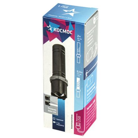 Фонарь аккумуляторный КОСМОС 1 Вт, LED, Li-ion, заряд от USB, KOS117Lit