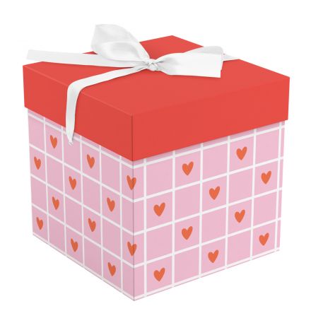 Коробка складная подарочная MESHU "Hearts", (15*15*15см), с лентой Коробка складная подарочная MESHU "Hearts", (15*15*15см), с лентой