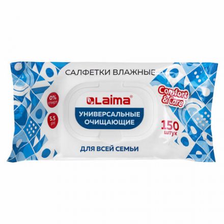 Салфетки влажные 150 шт., УНИВЕРСАЛЬНЫЕ, с пластиковым клапаном, для всей семьи, LAIMA, 115227 Салфетки влажные 150 шт., УНИВЕРСАЛЬНЫЕ, с пластиковым клапаном, для всей семьи, LAIMA, 115227