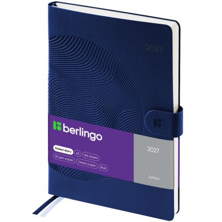 Ежедневник датированный 2027г., А5, 184л., кожзам, Berlingo "Symbol", с магнитной застёжкой, синий