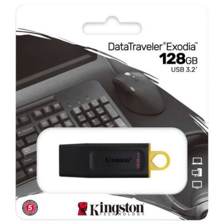 Флеш-диск 128 GB KINGSTON DataTraveler Exodia, разъем USB 3.2, черный/желтый, DTX/128GB Флеш-диск 128 GB KINGSTON DataTraveler Exodia, разъем USB 3.2, черный/желтый, DTX/128GB