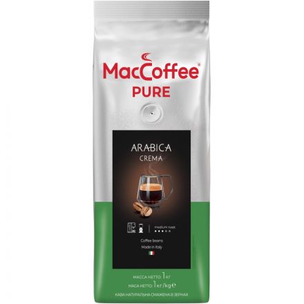 Кофе в MacCoffee PURE Arabica Crema зернах , 1 кг