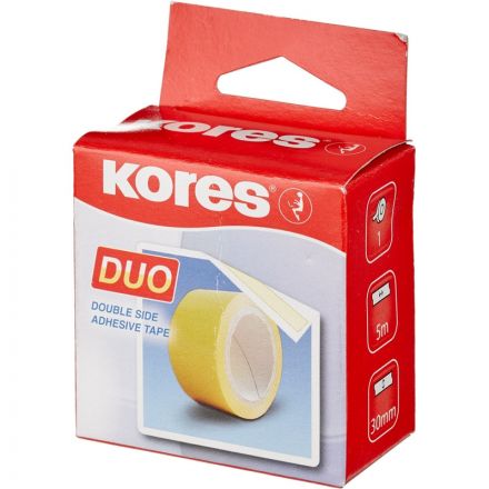 Клейкая лента канцелярская Kores двусторонняя прозрачная 30 мм x 5 м Клейкая лента канцелярская Kores двусторонняя прозрачная 30 мм x 5 м
