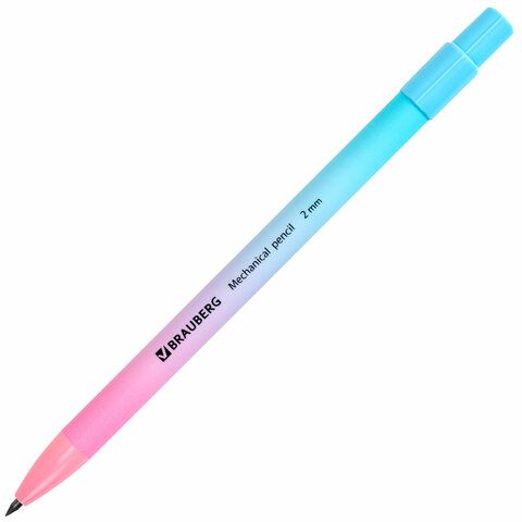 Карандаш механический цанговый 2 мм, BRAUBERG "Grade" PASTEL, HB, встроенная точилка, корпус ассорти, 181961