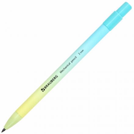 Карандаш механический цанговый 2 мм, BRAUBERG "Grade" PASTEL, HB, встроенная точилка, корпус ассорти, 181961