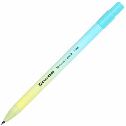 Карандаш механический цанговый 2 мм, BRAUBERG "Grade" PASTEL, HB, встроенная точилка, корпус ассорти, 181961