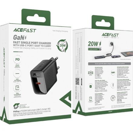Зарядное устройство сетевое ACEFAST (AF-A82-BK) PD20W GaN single USB-C