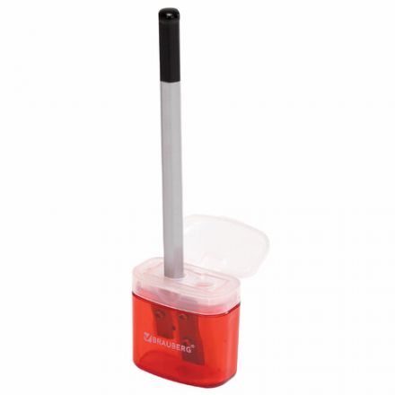 Точилка BRAUBERG "Chief", 2 отверстия для чернографитных и цветных карандашей, с контейнером, с крышкой, ассорти, 226942 Точилка BRAUBERG "Chief", 2 отверстия для чернографитных и цветных карандашей, с контейнером, с крышкой, ассорти, 226942