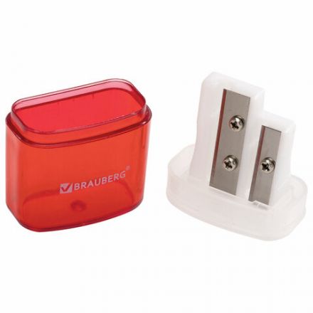 Точилка BRAUBERG "Chief", 2 отверстия для чернографитных и цветных карандашей, с контейнером, с крышкой, ассорти, 226942 Точилка BRAUBERG "Chief", 2 отверстия для чернографитных и цветных карандашей, с контейнером, с крышкой, ассорти, 226942