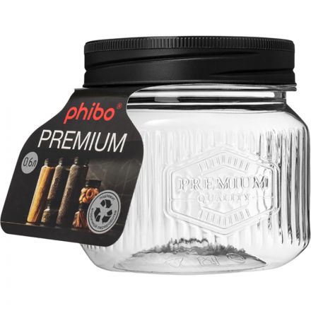 Набор банок квадратных с рельефом PREMIUM 0,6л, 1,3л, 2л(Черный) Набор банок квадратных с рельефом PREMIUM 0,6л, 1,3л, 2л(Черный)