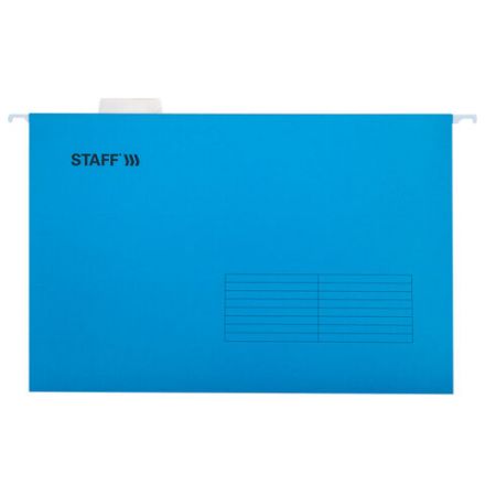 Подвесные папки А4/Foolscap (404х240 мм) до 80 л., КОМПЛЕКТ 10 шт., синие, картон, STAFF, 270933
