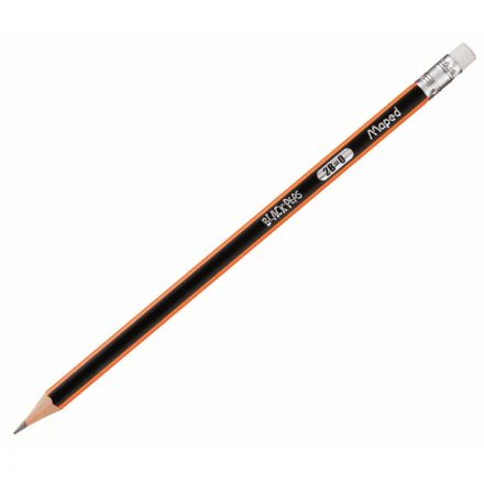 Карандаш чернографитный Maped BLACK PEP'S 2B,дерево,трехгран,ластик,851722 Карандаш чернографитный Maped BLACK PEP'S 2B,дерево,трехгран,ластик,851722