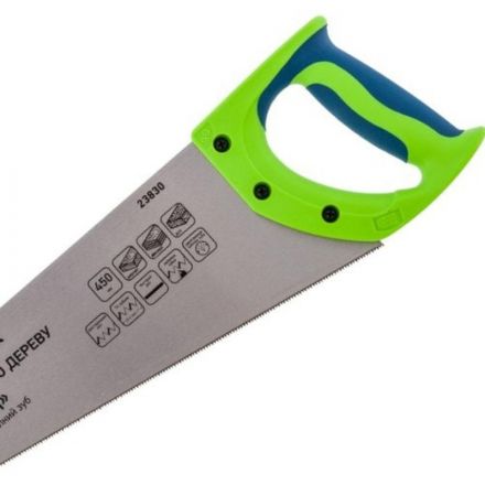 Ножовка по дереву 450 мм каленый зуб 2D 14 TPI Сибртех Зубец 23830