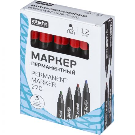 Маркер перманентный Attache Selection 270 красный 1-3мм кругл. наконечник Маркер перманентный Attache Selection 270 красный 1-3мм кругл. наконечник