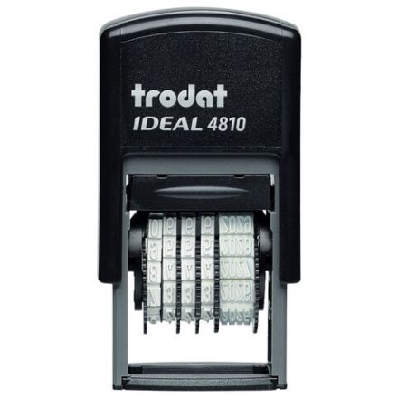 Датер-мини месяц ЦИФРАМИ ДЛЯ БАНКА, оттиск 20х3,8 мм, синий,TRODAT IDEAL 4810P2, корпус черный, подушка, 218614