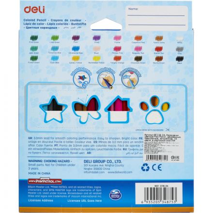 Карандаши цветные Deli Paw Patrol трехгран,заточен,24цв/наб,картон EC116-24 Карандаши цветные Deli Paw Patrol трехгран,заточен,24цв/наб,картон EC116-24