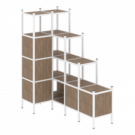 Loft Угловой внутренний стеллаж наборный VR.L-42 Дуб аризона/Белый металл 862*1694*1869 Loft Угловой внутренний стеллаж наборный VR.L-42 Дуб аризона/Белый металл 862*1694*1869