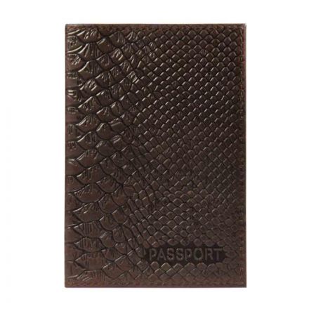 Обложка для паспорта Питон нат.кожа блинт.тисн. коричневый 1,2-059-220-0