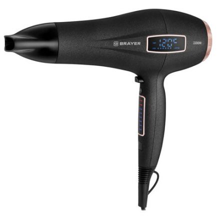 Фен BRAYER BR3001, 2200 Вт, 6 скоростей, 8 температурных режимов, сенсорное управление, серый Фен BRAYER BR3001, 2200 Вт, 6 скоростей, 8 температурных режимов, сенсорное управление, серый