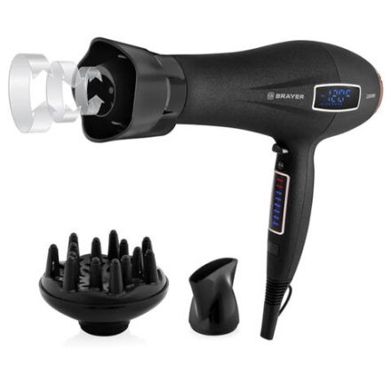 Фен BRAYER BR3001, 2200 Вт, 6 скоростей, 8 температурных режимов, сенсорное управление, серый Фен BRAYER BR3001, 2200 Вт, 6 скоростей, 8 температурных режимов, сенсорное управление, серый