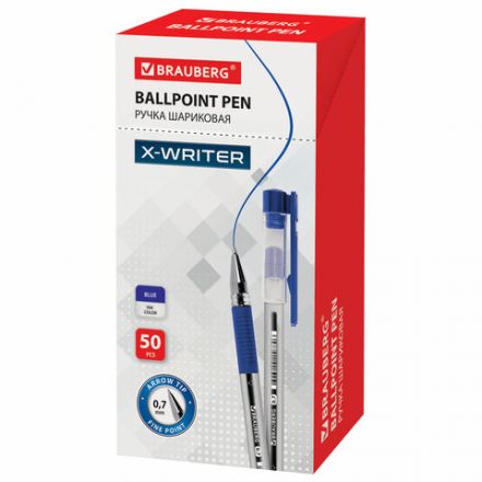 Ручка шариковая с грипом BRAUBERG "X-Writer", СИНЯЯ, узел 0,7 мм, линия письма 0,35 мм, 142403 Ручка шариковая с грипом BRAUBERG "X-Writer", СИНЯЯ, узел 0,7 мм, линия письма 0,35 мм, 142403