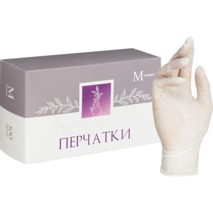 Мед.смотров. перчатки латекс, н/о, (M), 50 пар/уп
