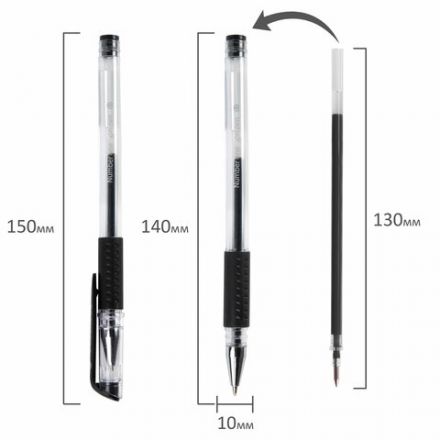 Ручка гелевая с грипом BRAUBERG "Number One", ЧЕРНАЯ, узел 0,5 мм, линия письма 0,35 мм, 141194 Ручка гелевая с грипом BRAUBERG "Number One", ЧЕРНАЯ, узел 0,5 мм, линия письма 0,35 мм, 141194