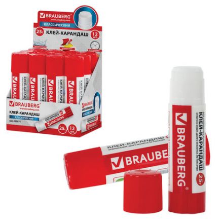 Клей-карандаш BRAUBERG, 25 г, 220871 Клей-карандаш BRAUBERG, 25 г, 220871