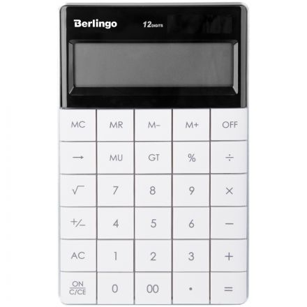 Калькулятор настольный Berlingo "PowerTX", 12 разр., двойное питание, 165*105*13мм, белый