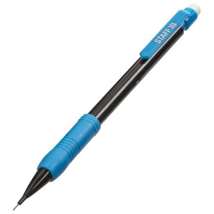 Карандаш механический 0,5 мм, STAFF "College" MP-422, ластик, резиновый грип, корпус черный, детали ассорти, 181422 Карандаш механический 0,5 мм, STAFF "College" MP-422, ластик, резиновый грип, корпус черный, детали ассорти, 181422