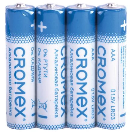 Батарейки алкалиновые "мизинчиковые" КОМПЛЕКТ 20 шт., CROMEX (КРОМЕКС) Alkaline, ААА (LR03, 24А), в коробке, 455595