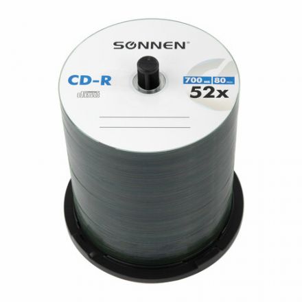 Диск CD-R SONNEN, 700 Mb, 52x, Cake Box (упаковка на шпиле) КОМПЛЕКТ 100 шт., 513533 Диск CD-R SONNEN, 700 Mb, 52x, Cake Box (упаковка на шпиле) КОМПЛЕКТ 100 шт., 513533