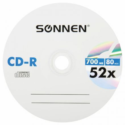 Диск CD-R SONNEN, 700 Mb, 52x, Cake Box (упаковка на шпиле) КОМПЛЕКТ 100 шт., 513533 Диск CD-R SONNEN, 700 Mb, 52x, Cake Box (упаковка на шпиле) КОМПЛЕКТ 100 шт., 513533